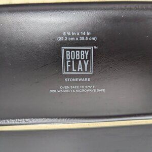 Bobby Flay 8 3/4" x 14" Red & Black Stoneware Casserole with Handles